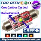 Topcity Newest Euro Error Free Canbus Festoon 1 HIGH Power cree R3 Canbus 36mm,39mm,41mm Cold white - Canbus LED